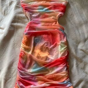 Colorful Tie-Dye Strapless Dress